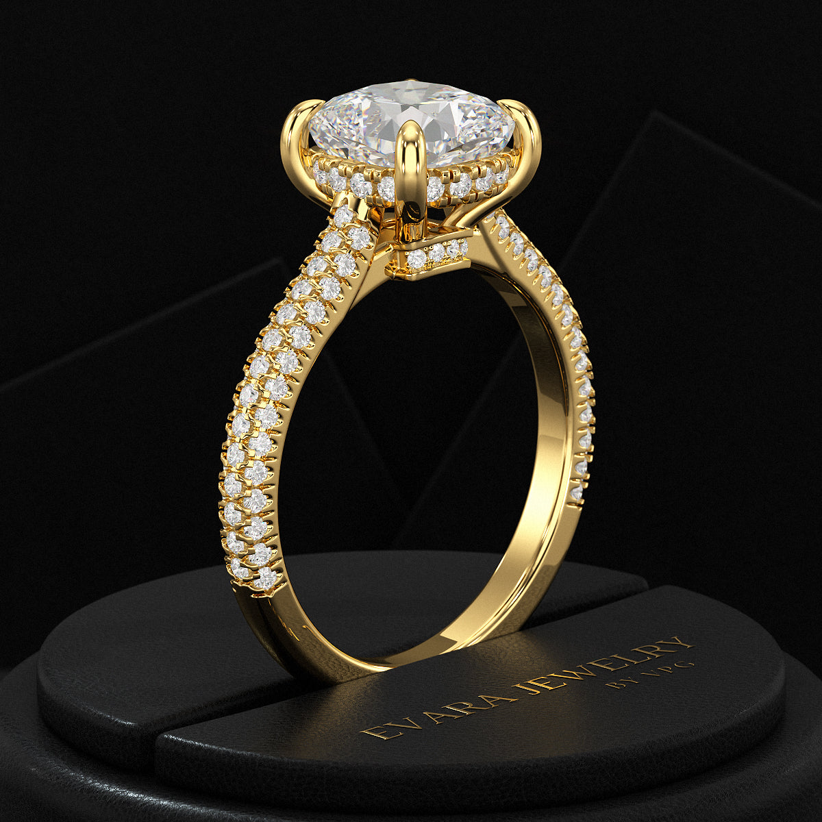 2 Carat Cushion Cut Diamond Engagement Ring with French Pave Band
