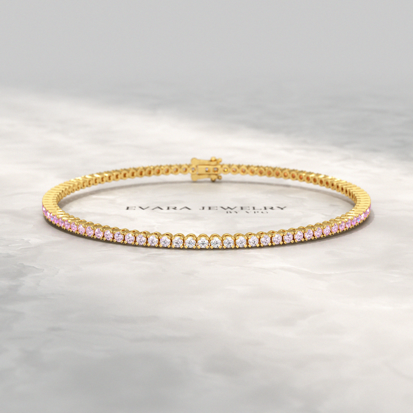 Ombre 3.28 Carats Natural Pink Sapphire Tennis Bracelet in 14K/18K Rose Gold - Evara Jewelry LLC