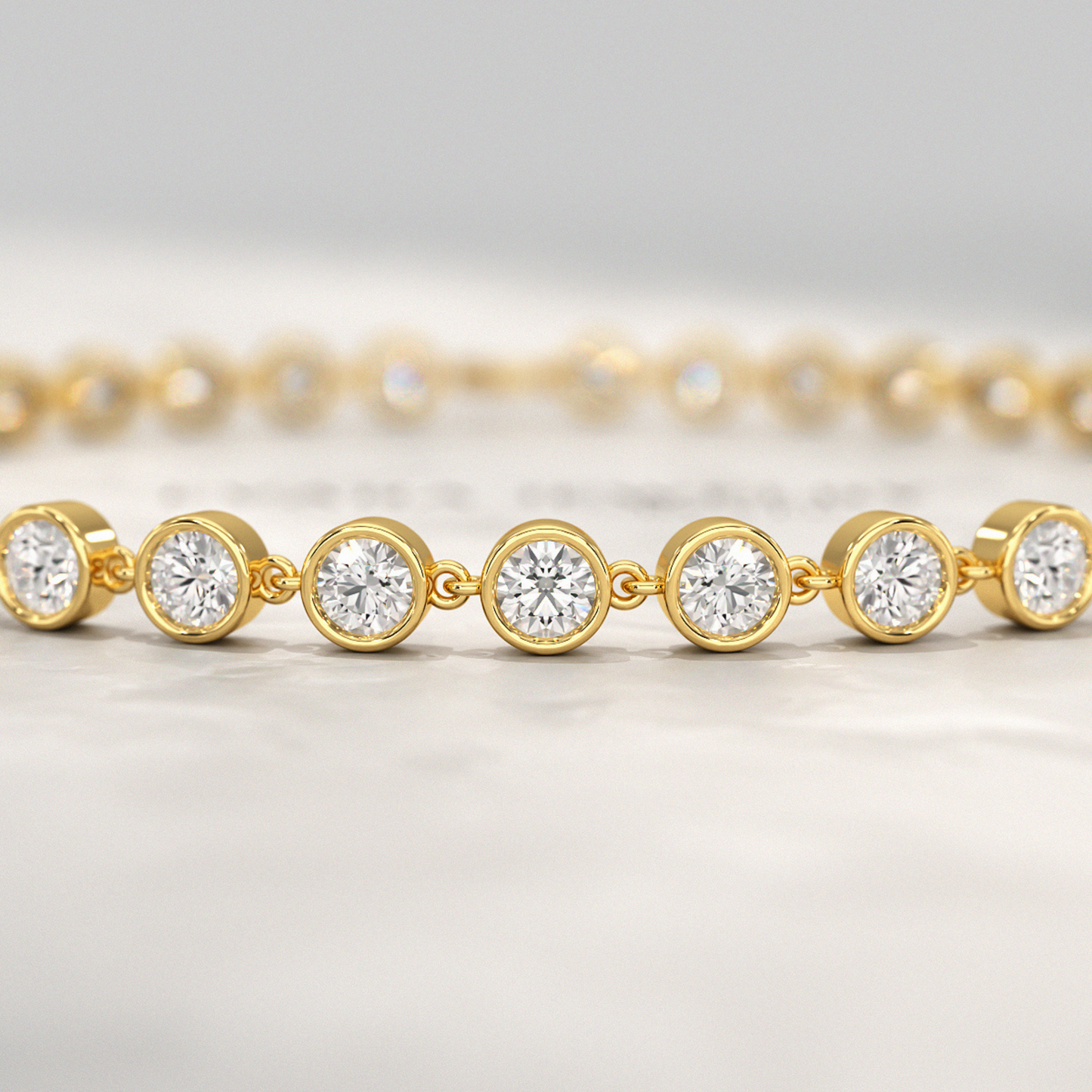 4 Carat Bezel Set Round Cut Diamond Gold Minimalist Tennis Bracelet - Evara Jewelry LLC