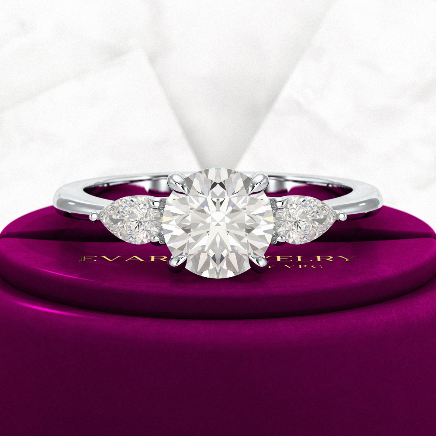 1.25 Carat Round Cut Diamond Three Stone Engagement Ring - Evara Jewelry LLC