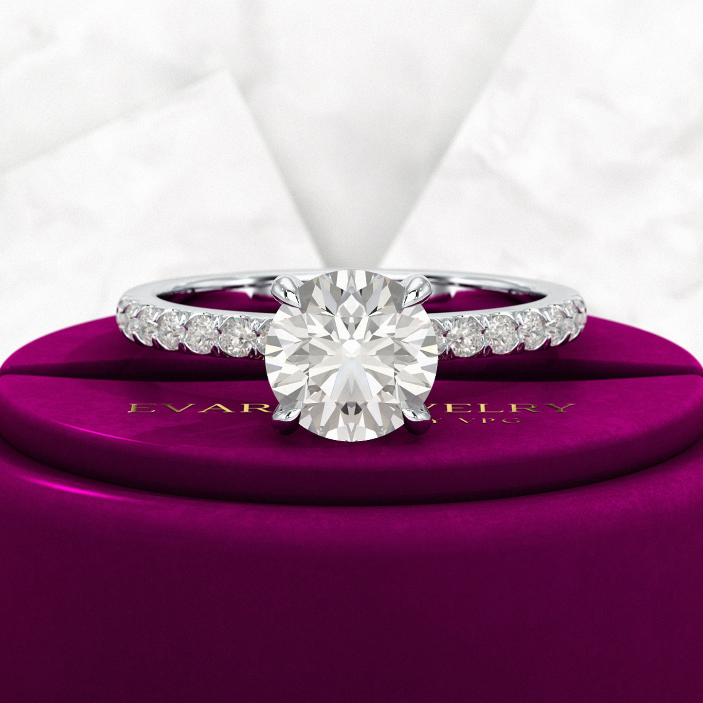 1.50 Carat Round Cut Diamond Engagement Ring - Evara Jewelry LLC