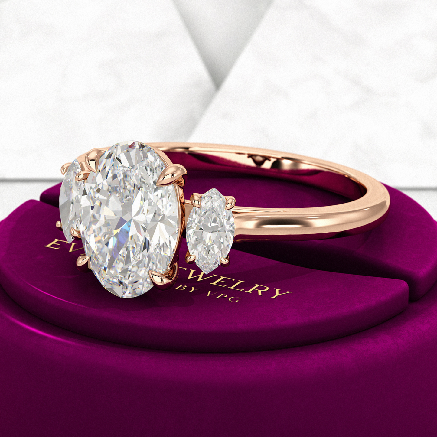 2 Carat Oval Cut Art Deco Engagement Ring - Evara Jewelry LLC