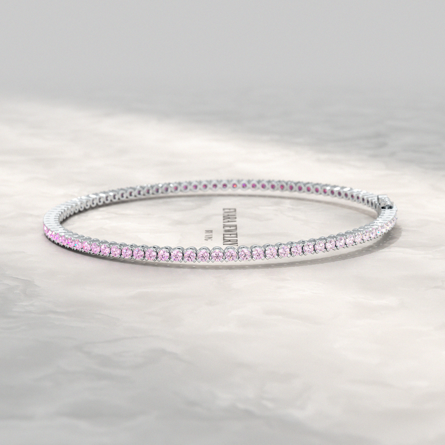 Ombre 3.24 Carats Natural Pink Sapphire Tennis Bracelet in 14K/18K White Gold - Evara Jewelry LLC