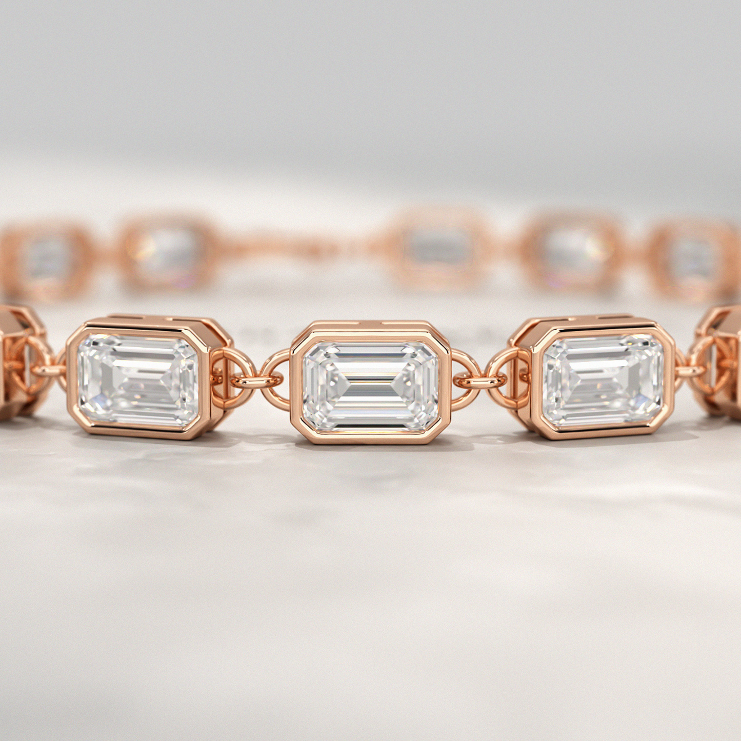 9 Carats East West Emerald Cut Diamond Minimalist Bracelet - Evara Jewelry LLC