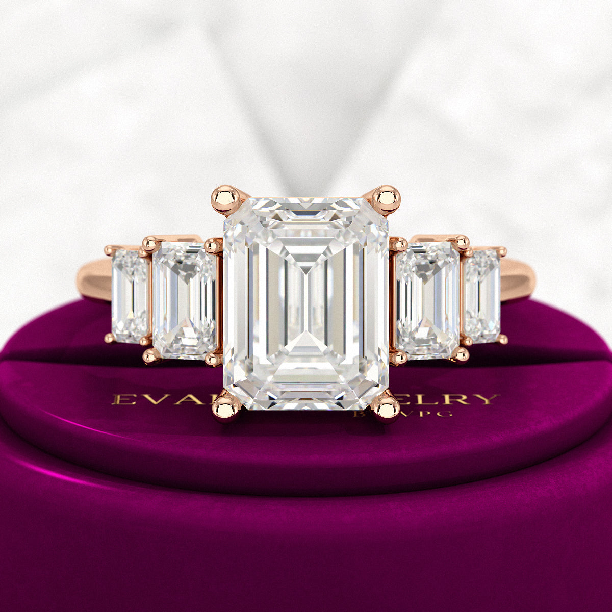 2.50 Carat Emerald Cut Diamond Engagement Ring - Evara Jewelry LLC