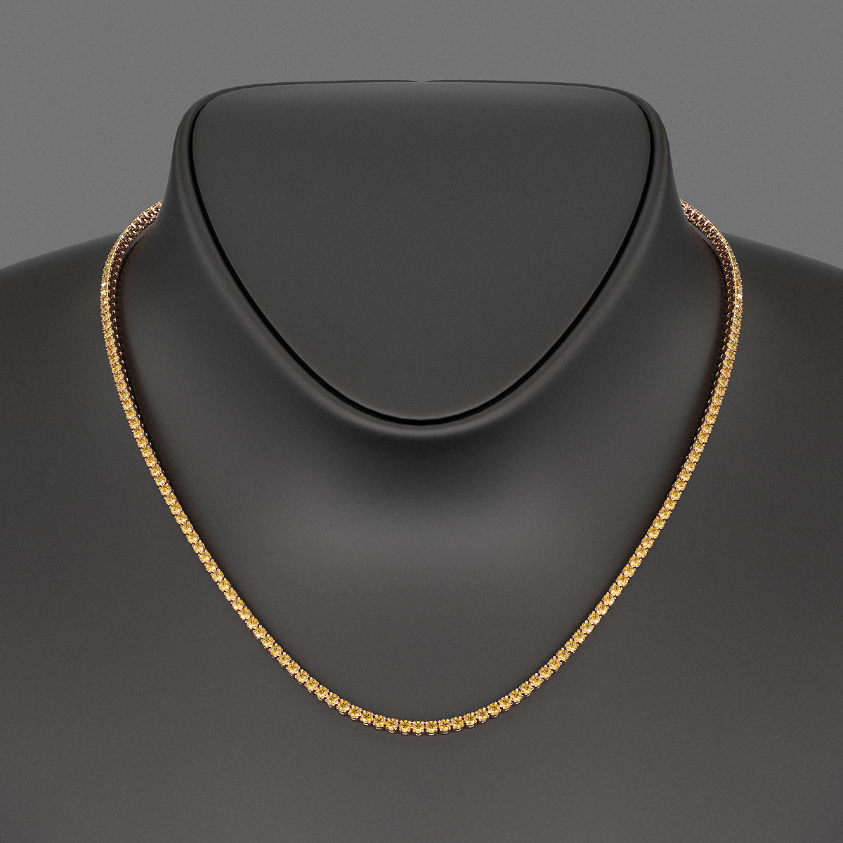 Yellow Sapphire Tennis Necklace in 14K/18K Yellow Gold