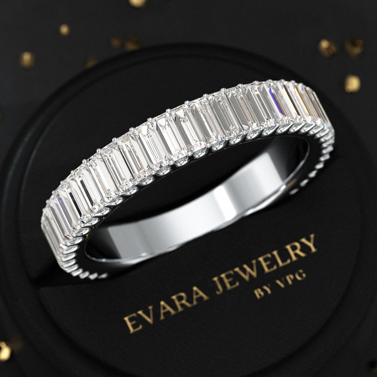 2 Carat Baguette Cut Minimalist Eternity Band - Evara Jewelry LLC