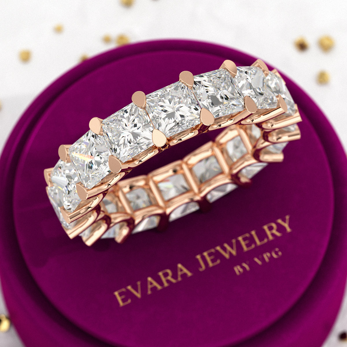 9.40 Carats Princess Cut Lab Grown Diamond Eternity Band - Evara Jewelry LLC