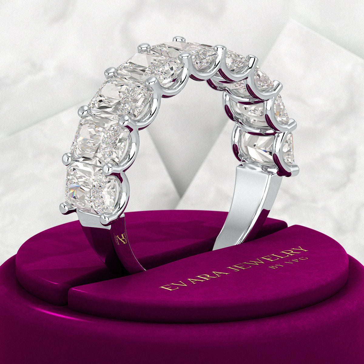 4.50 Carat Radiant Cut Diamond Statement Band - Evara Jewelry LLC
