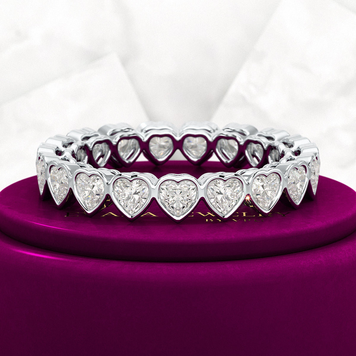 3 Carat Heart Cut Diamond Wedding Band - Evara Jewelry LLC