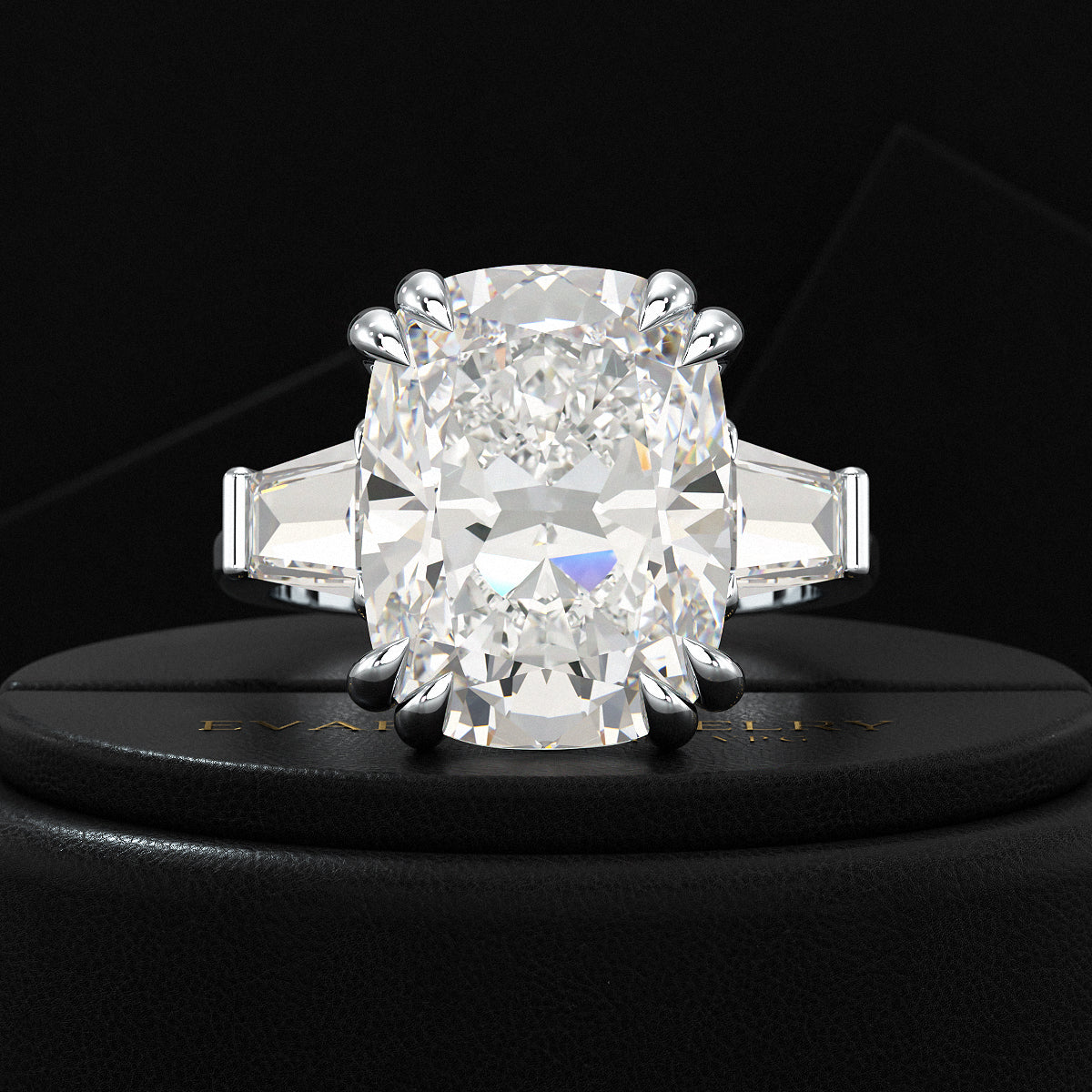 10 Carat Elongated Cushion Cut Diamond Engagement Ring