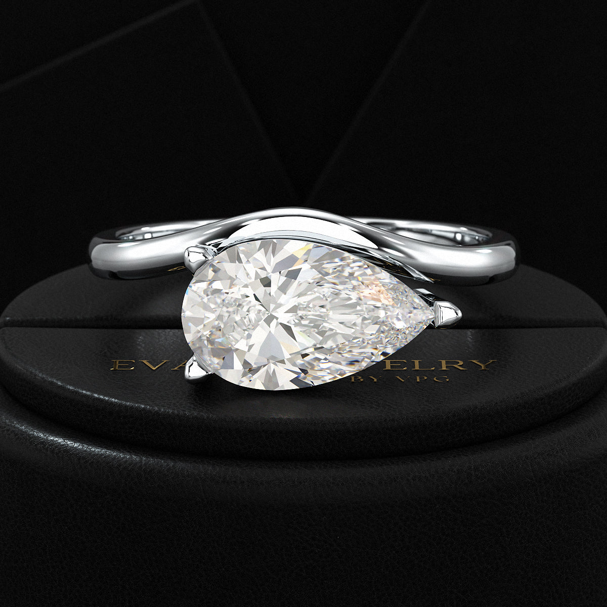 1.50 Carat Pear Cut East West Engagement Ring - Evara Jewelry LLC
