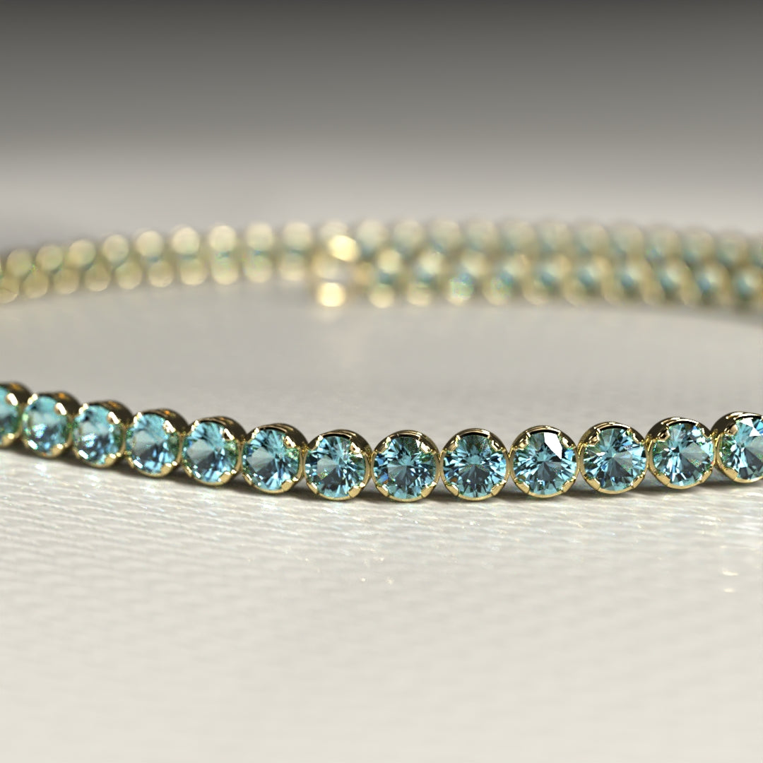 Aquamarine Tennis Bracelet in 14K/18K White Gold - Evara Jewelry LLC