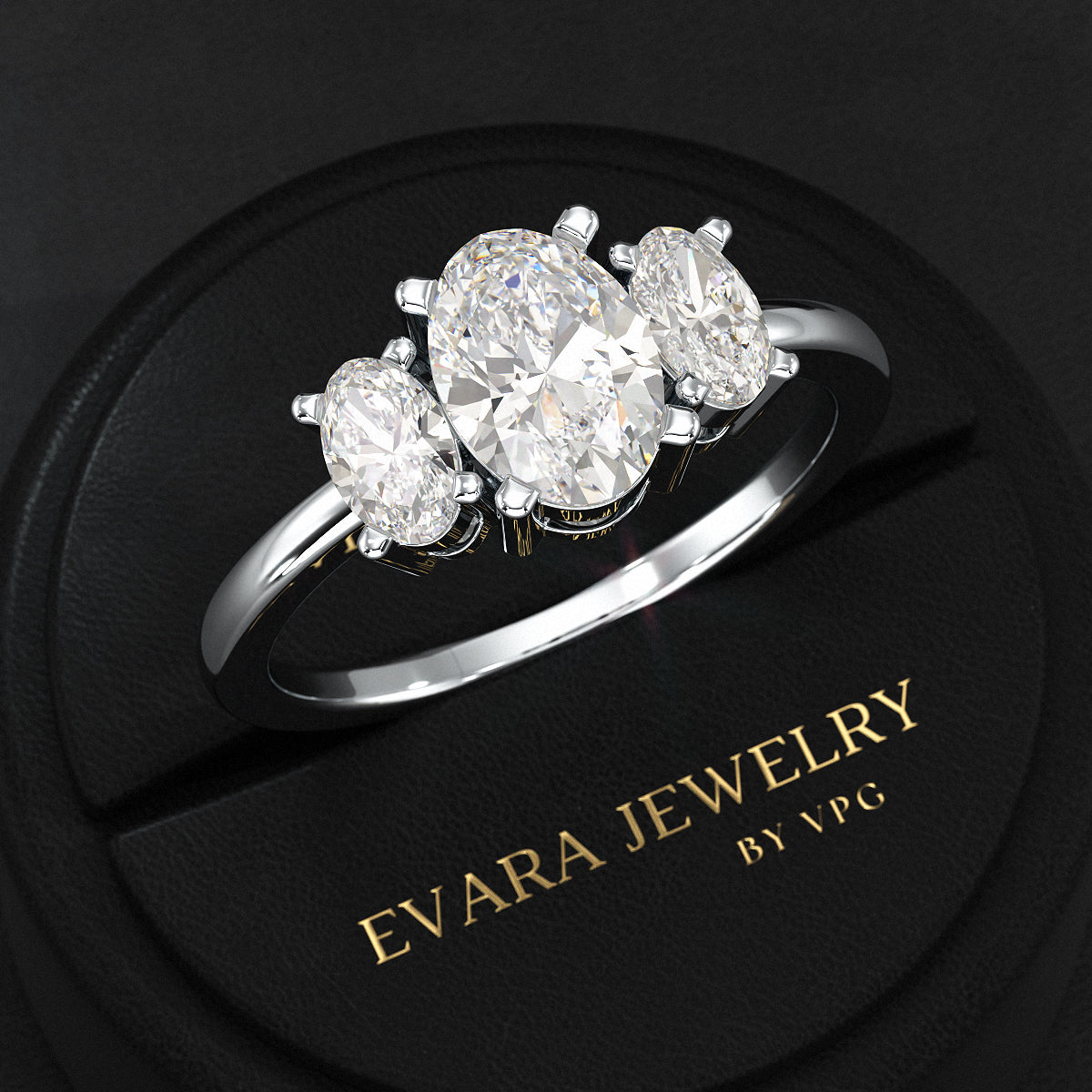 1.00 Carats Oval Cut Lab Grown Diamond Engagement Ring - Evara Jewelry LLC