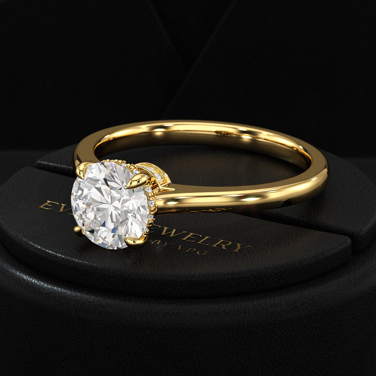1 Carat Round Cut Diamond Hidden Halo Ring