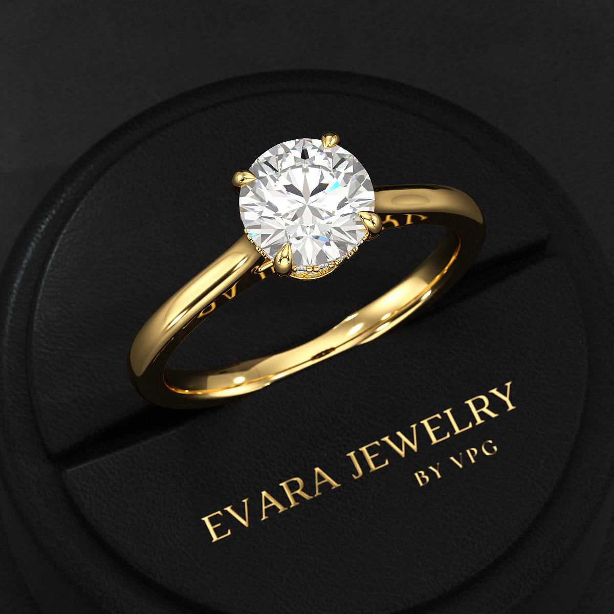 1 Carat Round Cut Diamond Hidden Halo Ring