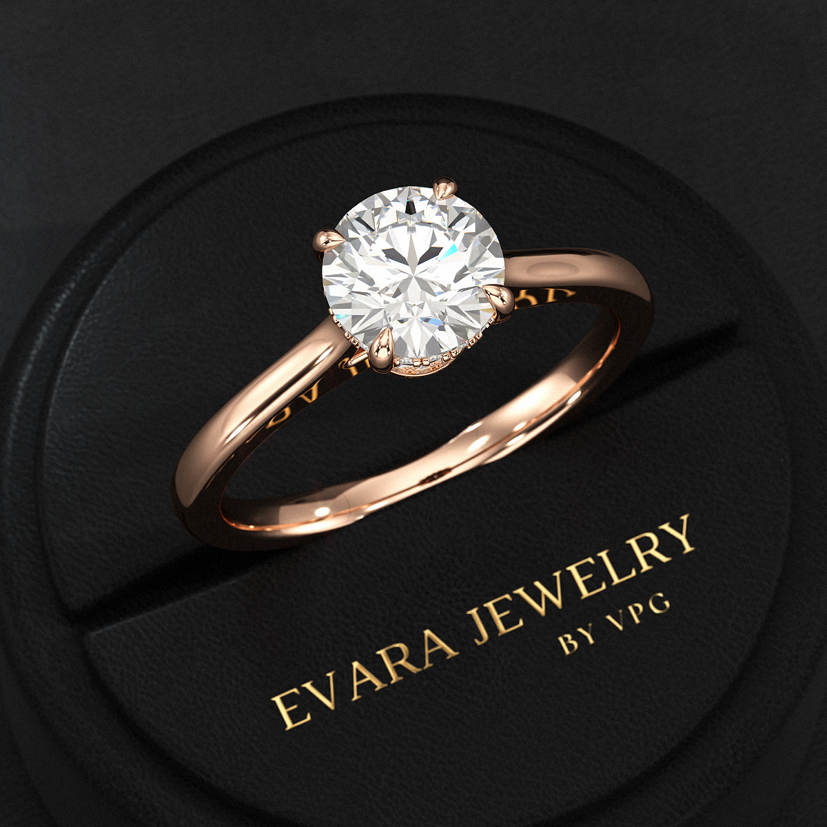 1 Carat Round Cut Diamond Hidden Halo Ring