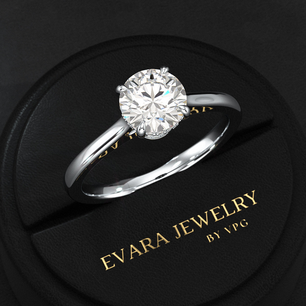 1 Carat Round Cut Diamond Hidden Halo Ring