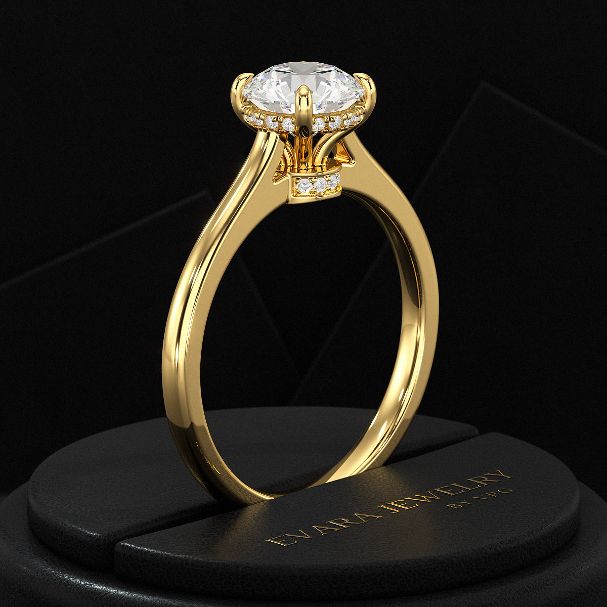 1 Carat Round Cut Diamond Hidden Halo Ring