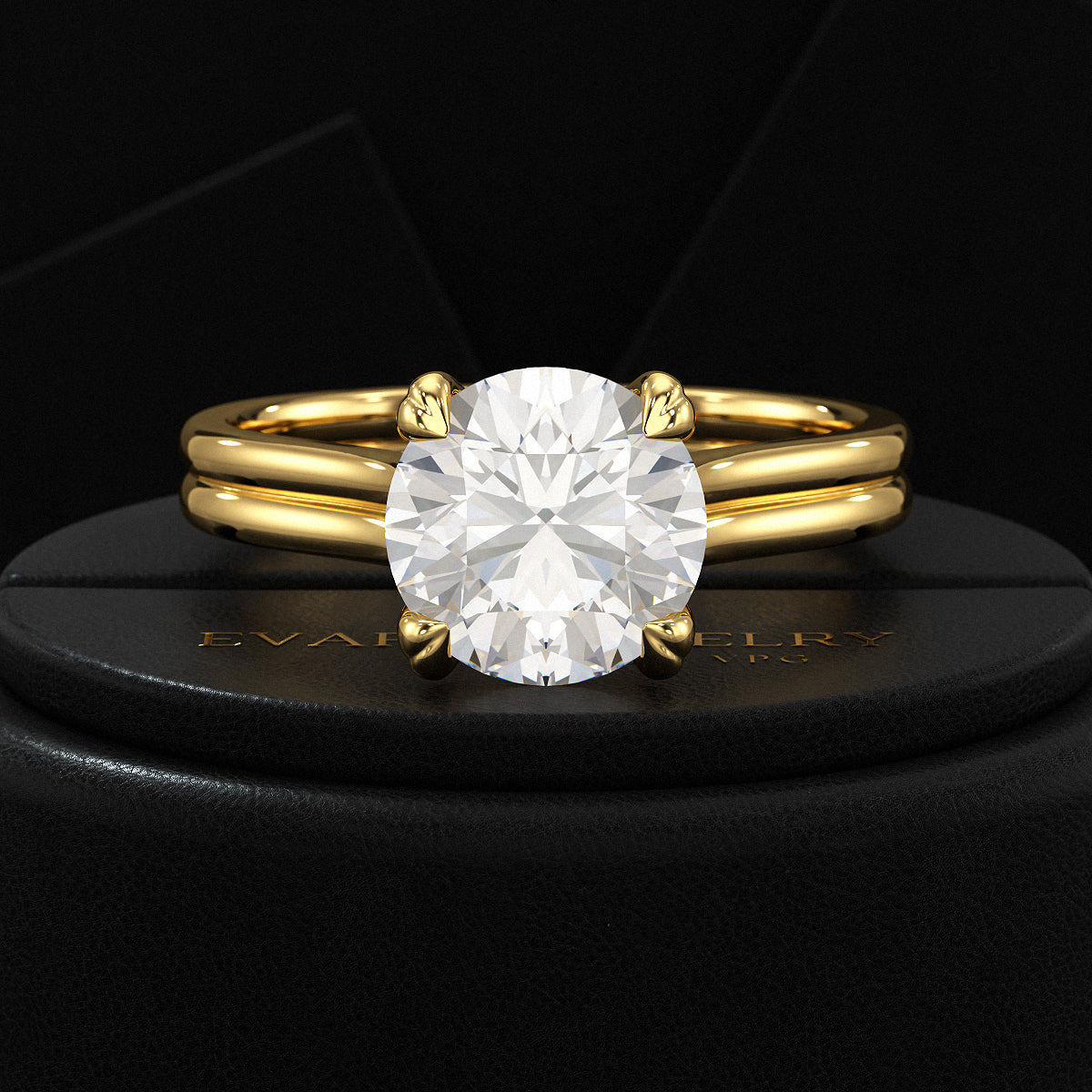 5 Carat Round Cut Lab Grown Diamond Twin Band Engagement Ring