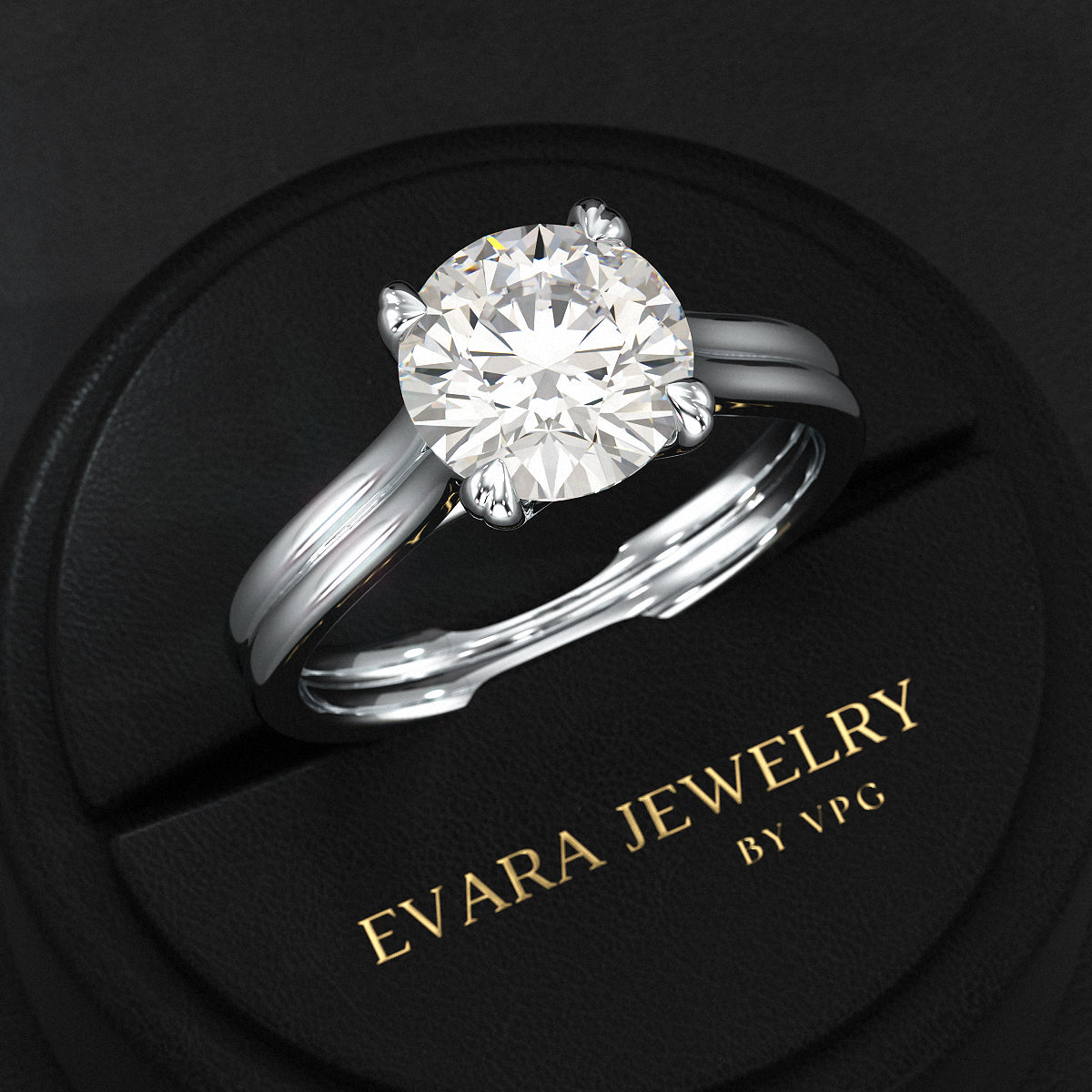 5 Carat Round Cut Lab Grown Diamond Twin Band Engagement Ring