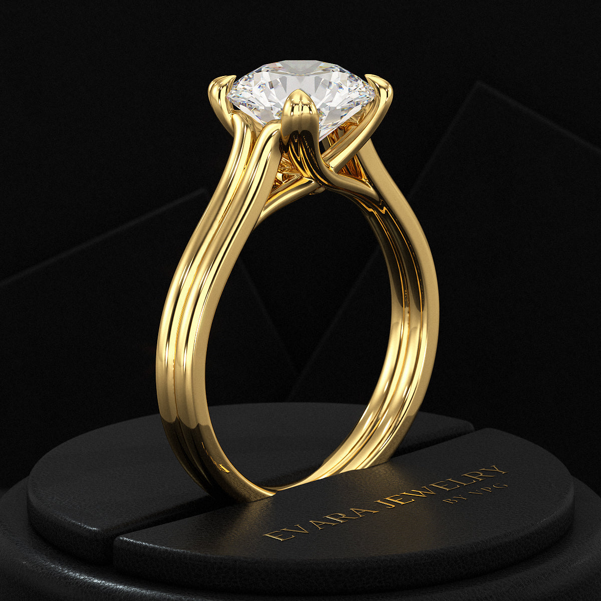 5 Carat Round Cut Lab Grown Diamond Twin Band Engagement Ring