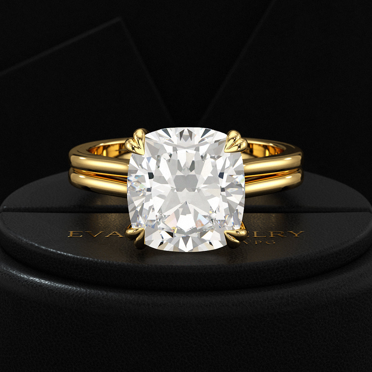 5 Carat Cushion Cut Lab Grown Diamond Twin Band Engagement Ring