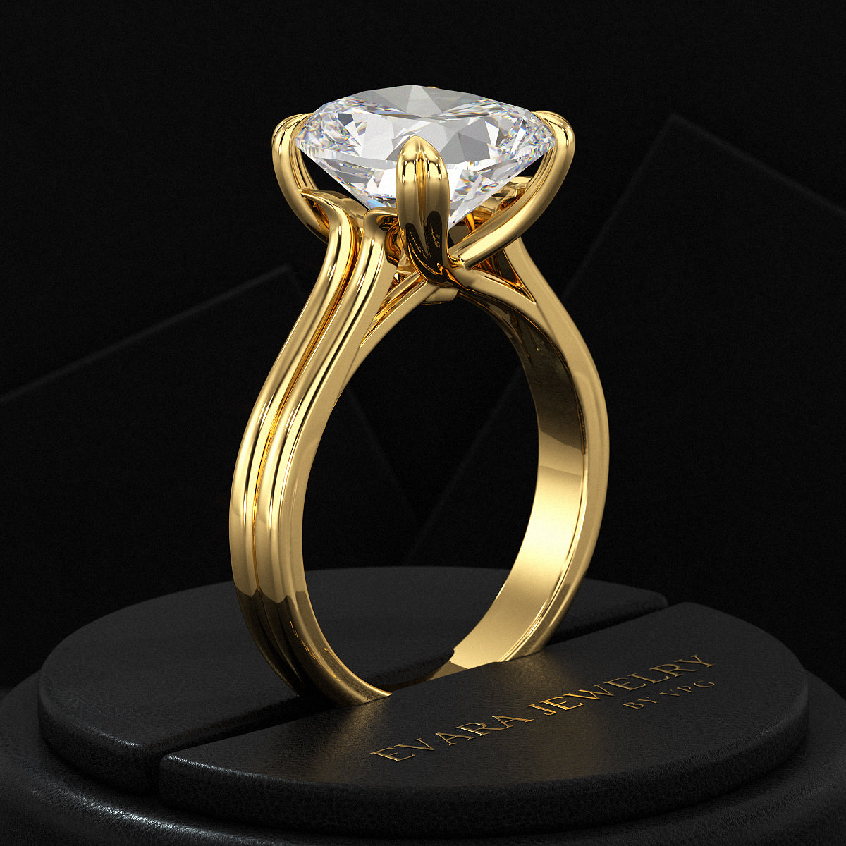 2 Carat Cushion Cut Lab Grown Diamond Twin Band Engagement Ring