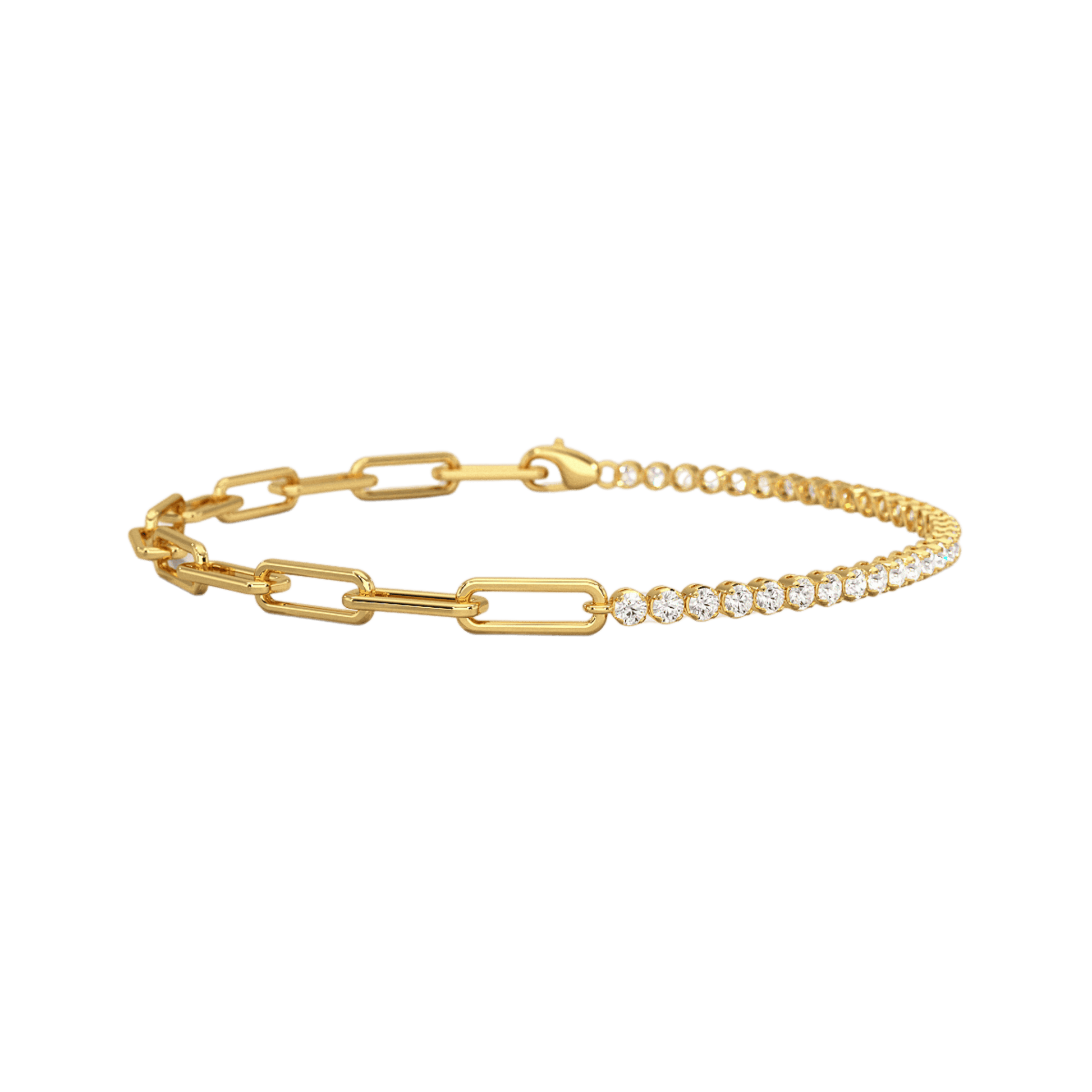 1.38 Carats Diamond & Paperclip 50-50 Tennis Bracelet - Lab Grown Diamond