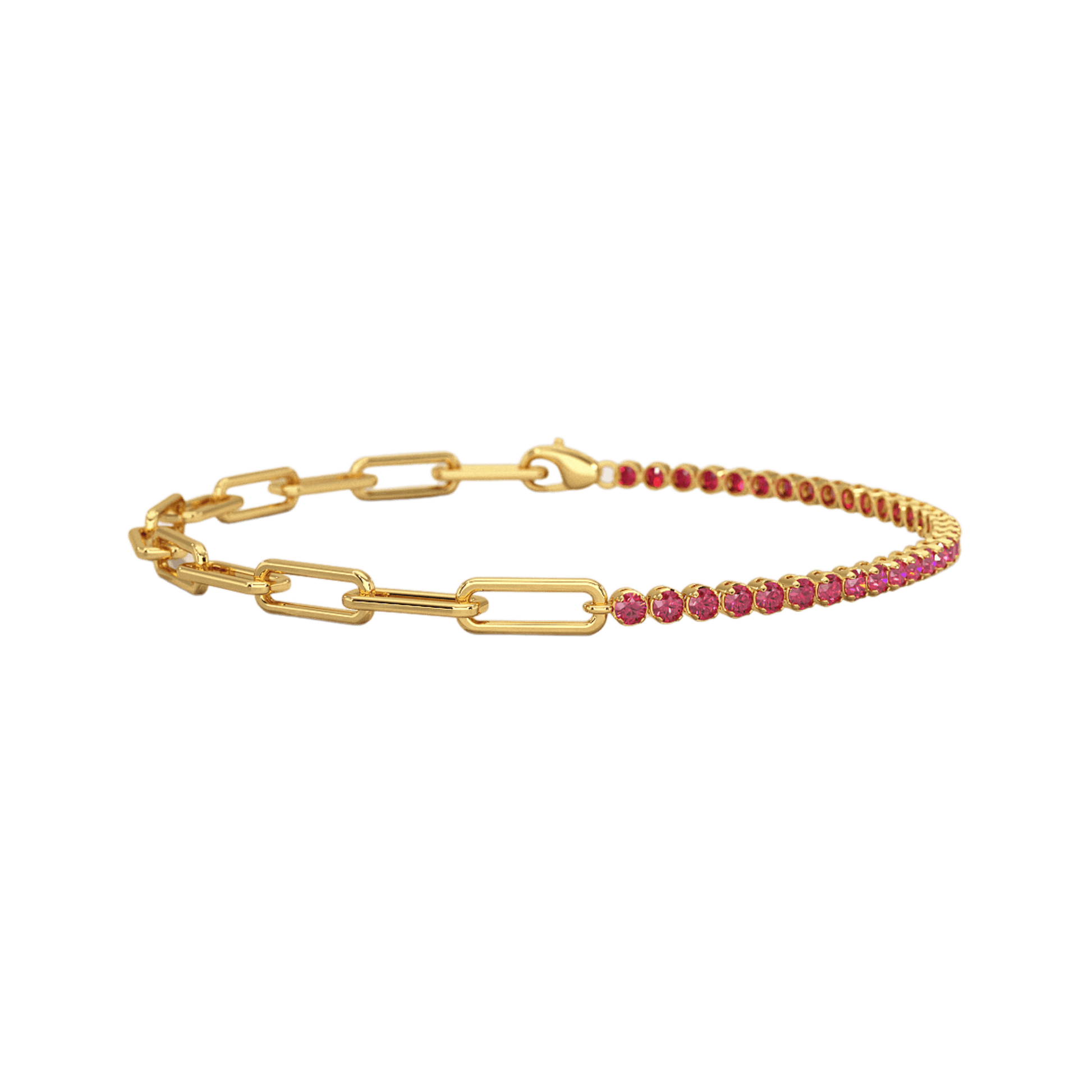 Natural Ruby & Paperclip 50-50 Tennis Bracelet
