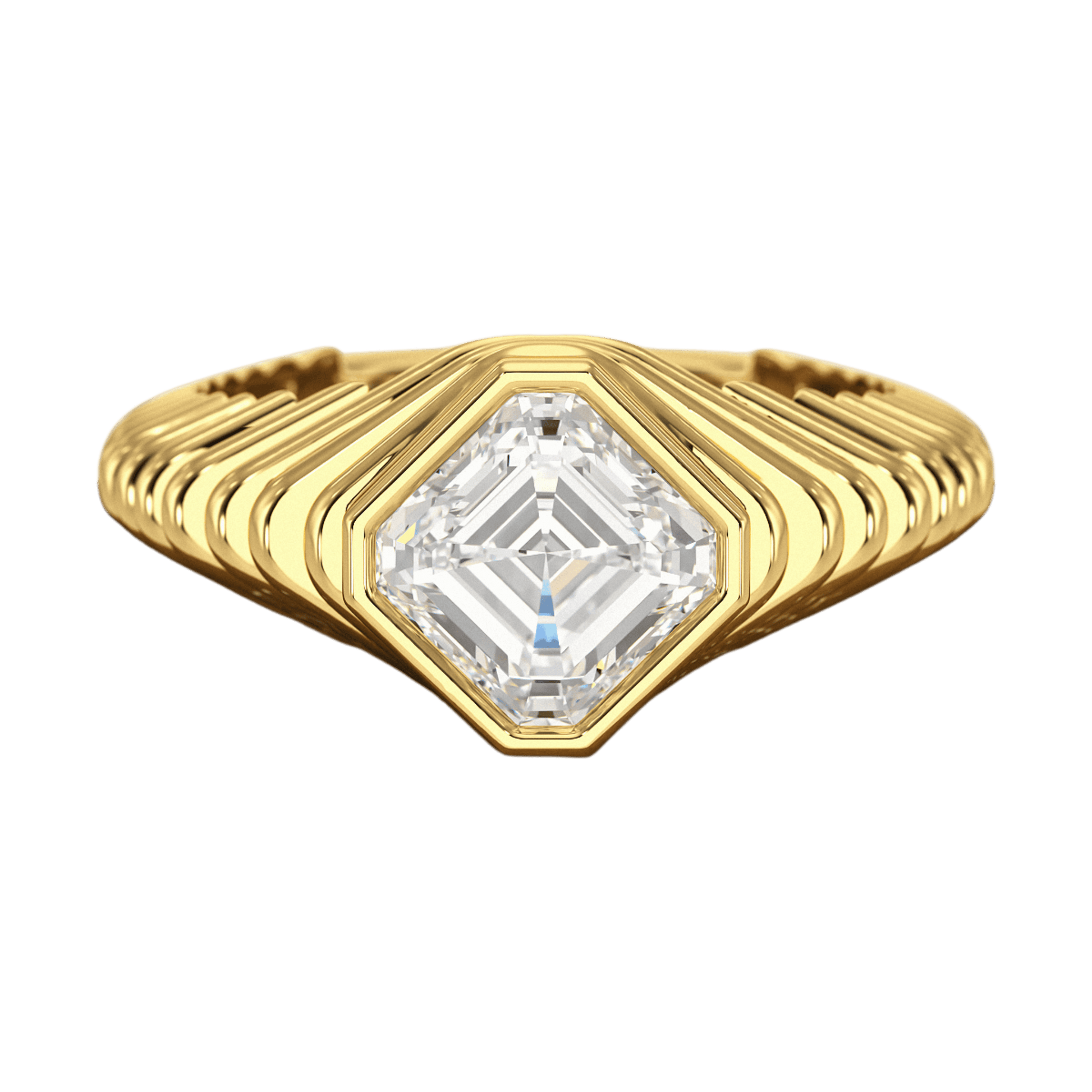 1.50 Carat Asscher Cut Diamond Chunky Bombe Ring