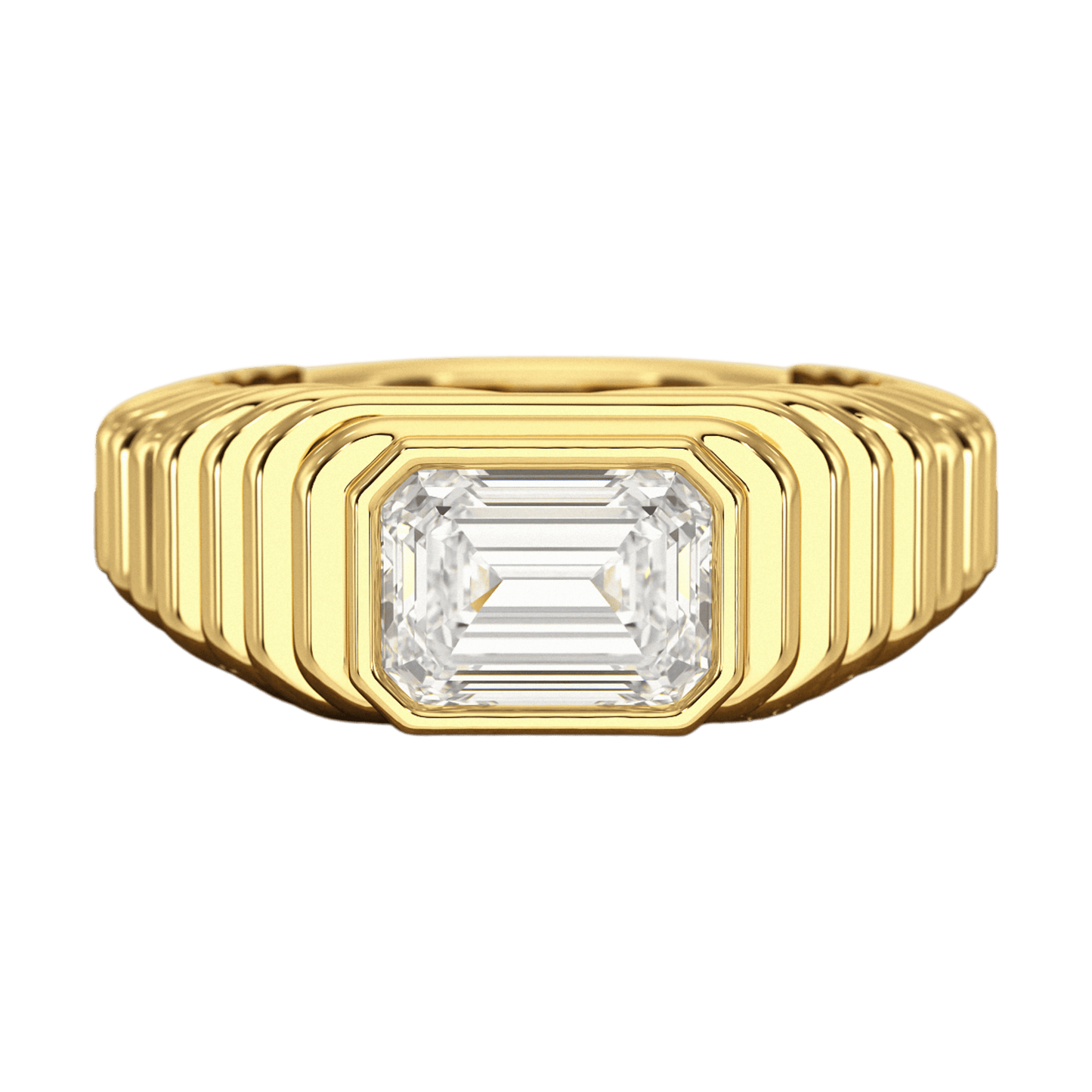 1.50 Carat Emerald Cut Diamond Chunky Bombe Ring
