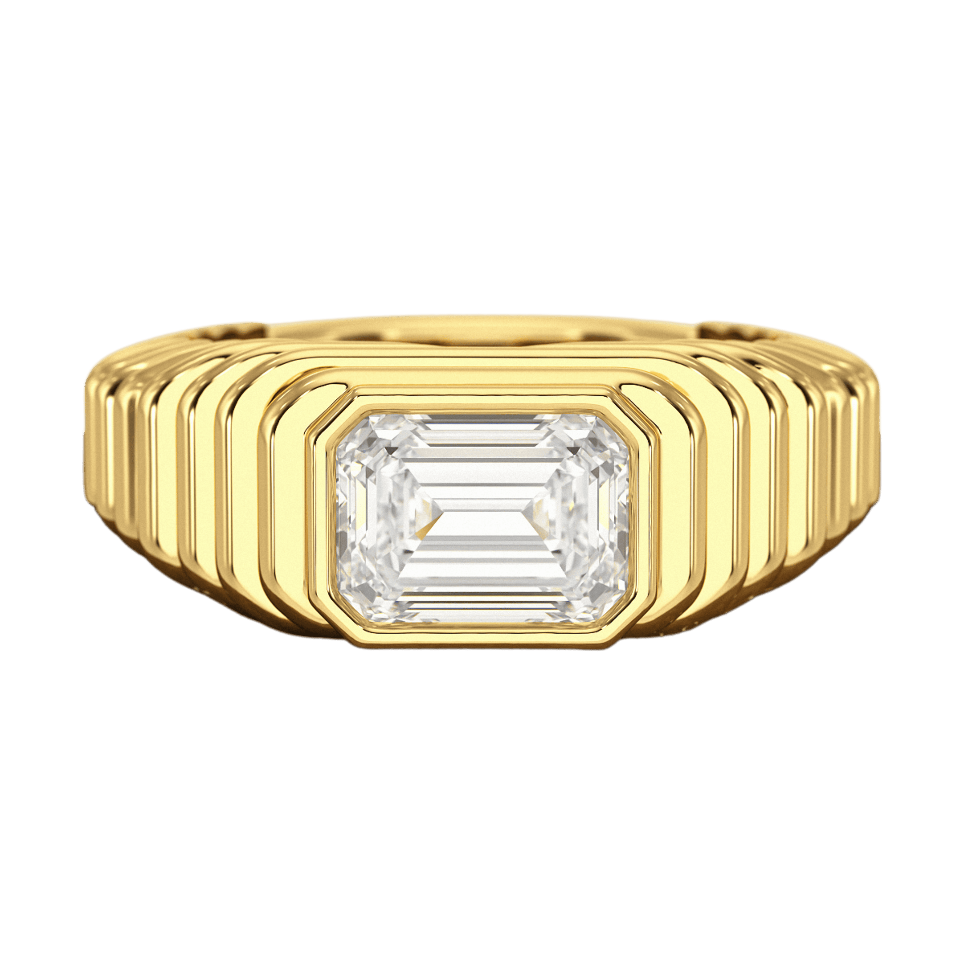 1.50 Carat Emerald Cut Diamond Chunky Bombe Ring