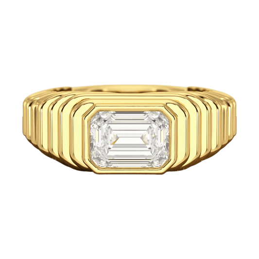 1.50 Carat Emerald Cut Diamond Chunky Bombe Ring
