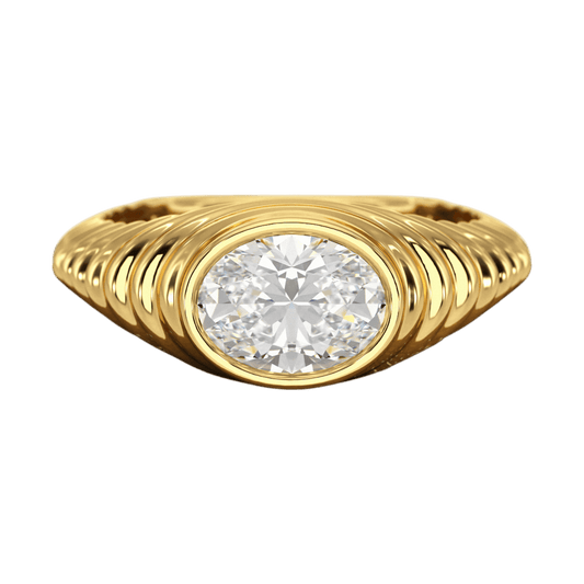 1.50 Carat Oval Cut Diamond Chunky Bombe Signet Ring