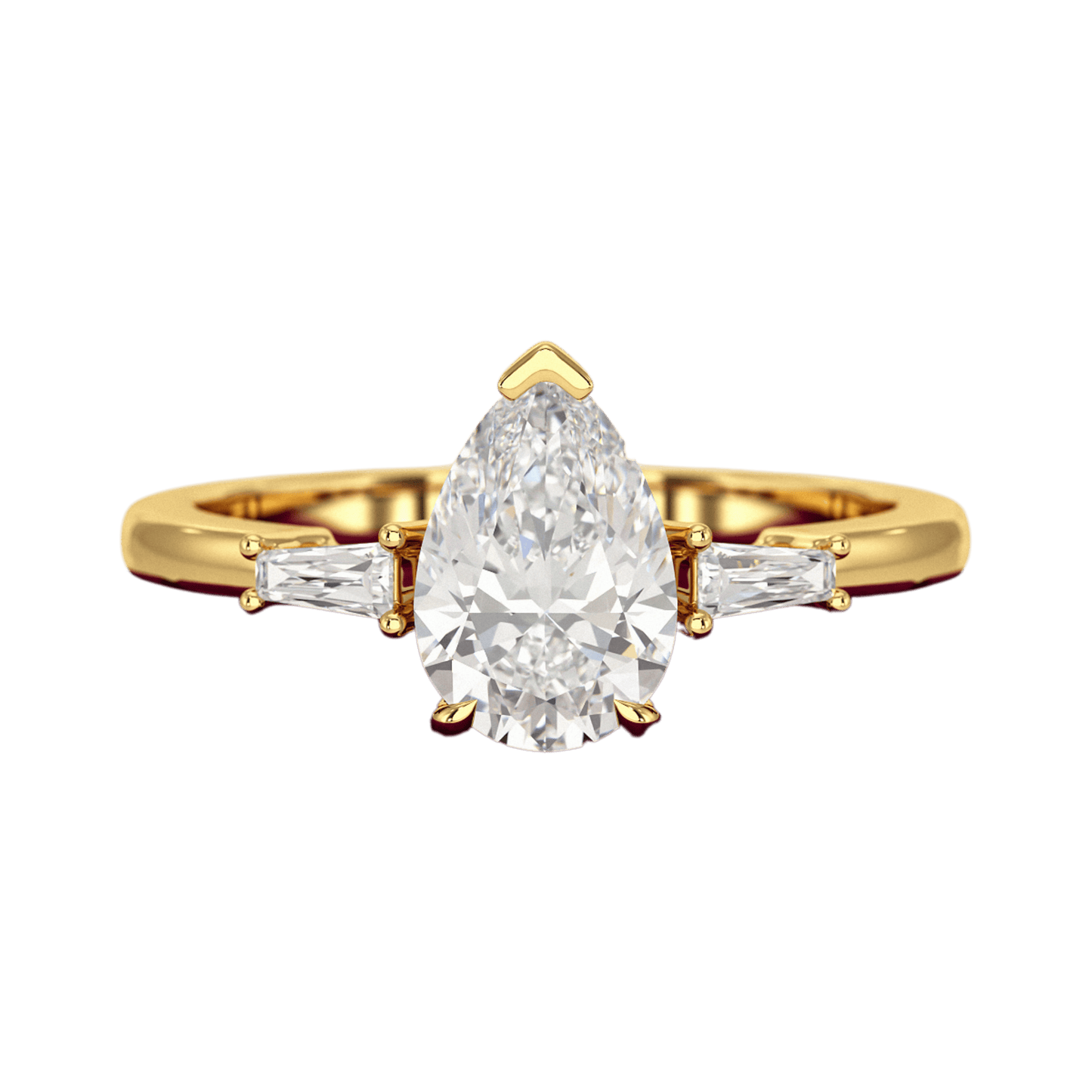 1.50 Carat Pear Cut Diamond Trilogy Engagement Ring