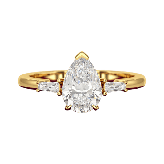 1.50 Carat Pear Cut Diamond Trilogy Engagement Ring