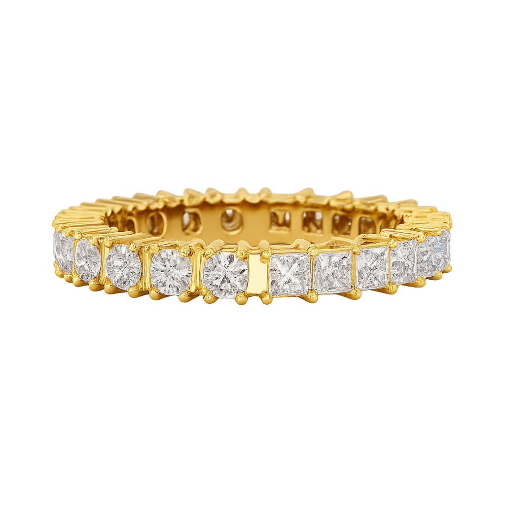 1.64 Carats Princess Cut & Round Cut Lab Grown Diamond 50-50 Eternity Band