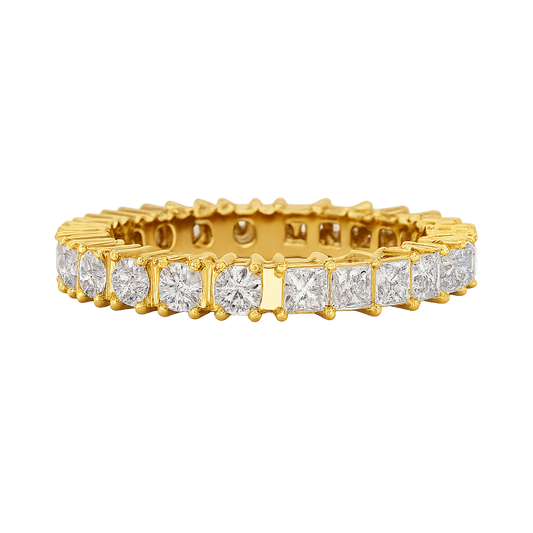 1.64 Carats Princess Cut & Round Cut Lab Grown Diamond 50-50 Eternity Band