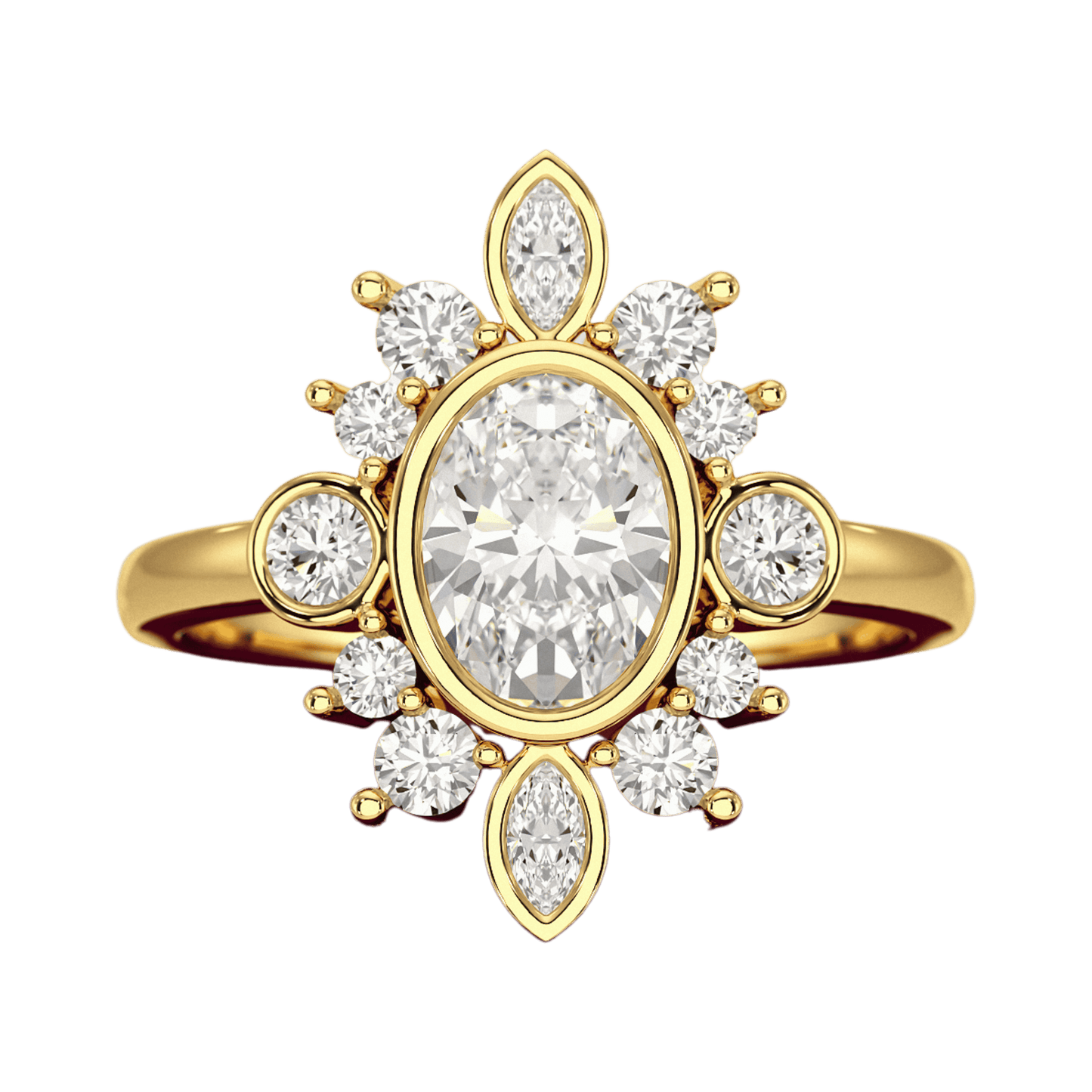 1.72 TCW Oval Diamond Art Deco Wedding Ring