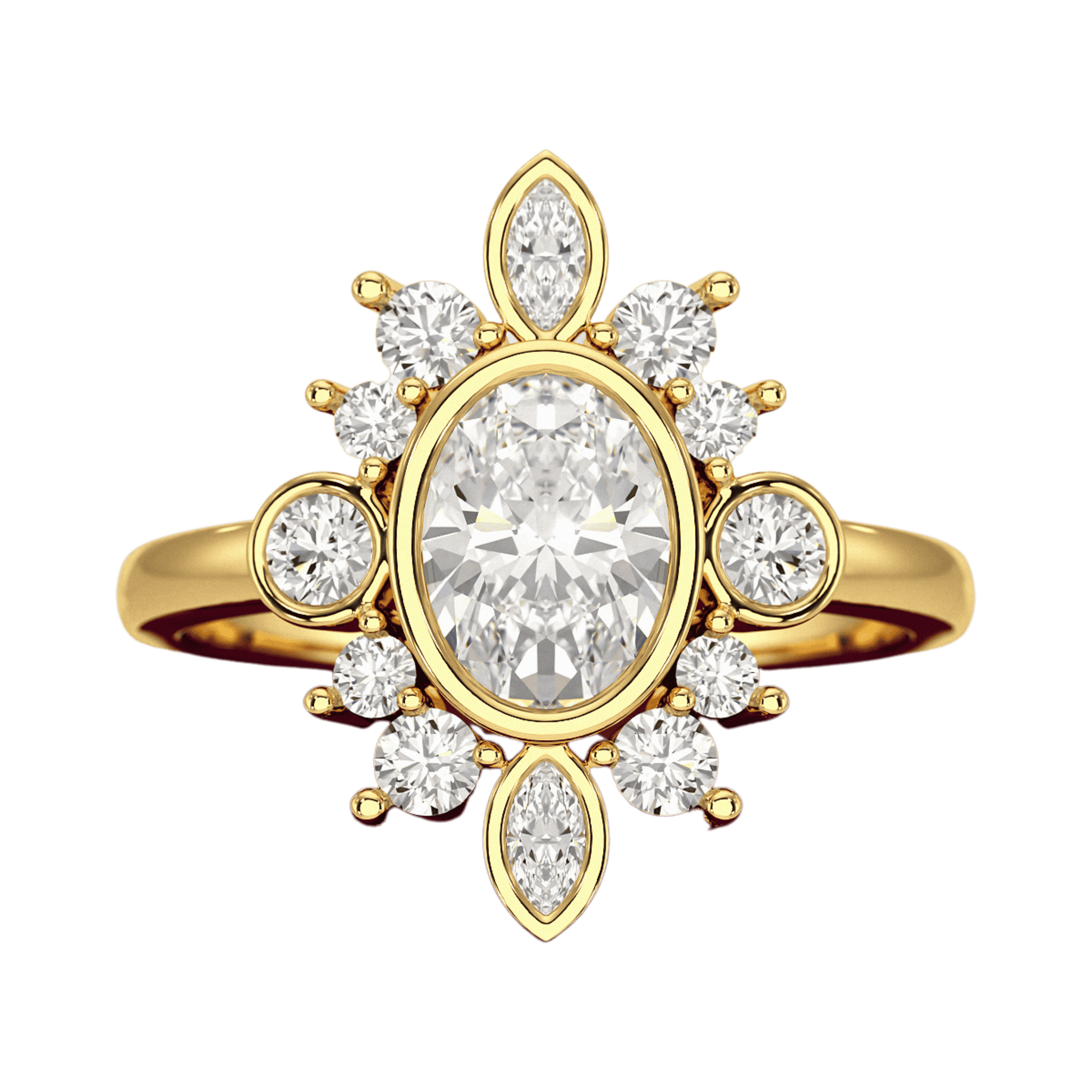 1.72 TCW Oval Diamond Art Deco Wedding Ring