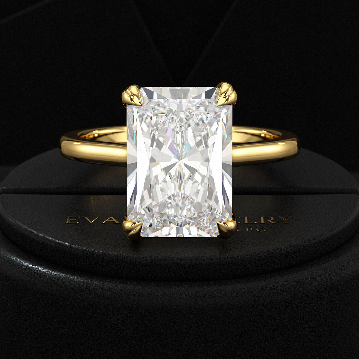 5 Carat Radiant Cut Diamond Solitaire Engagement Ring with Plain Band