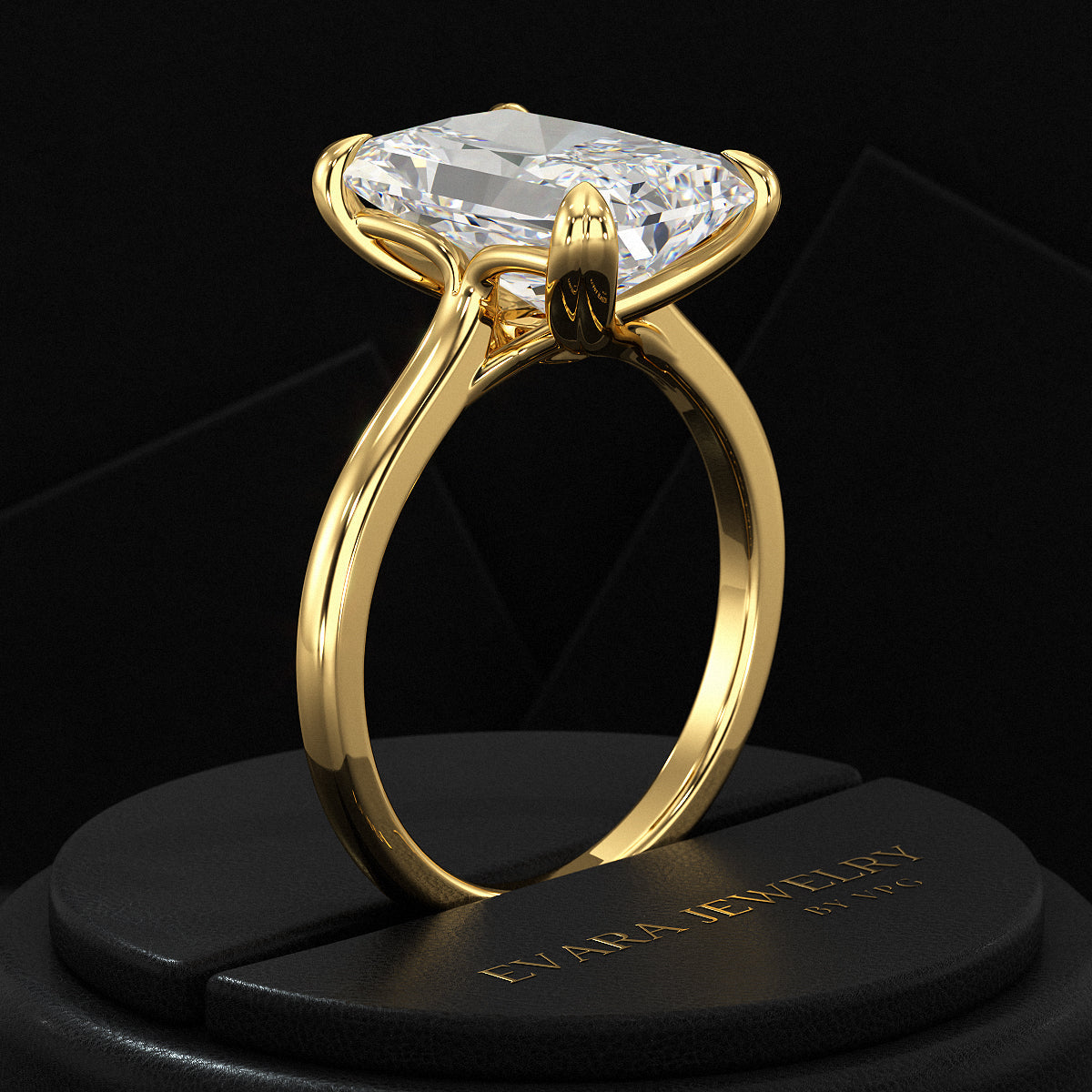 5 Carat Radiant Cut Diamond Solitaire Engagement Ring with Plain Band