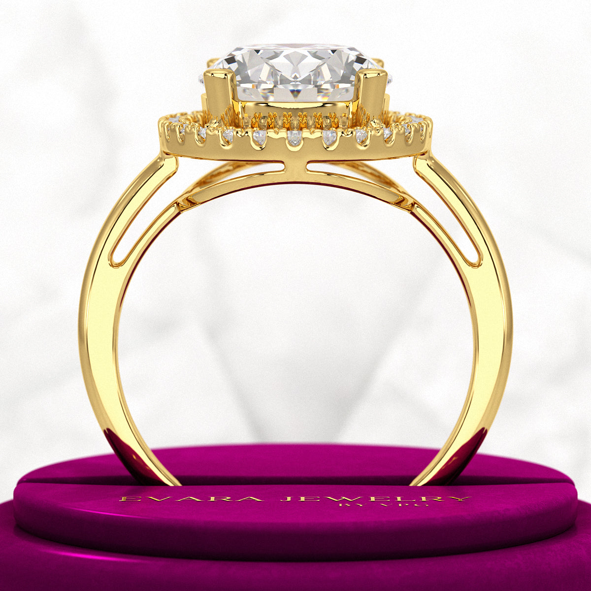 3 Carat Oval Lab Grown Diamond Halo Engagement Ring - Evara Jewelry LLC