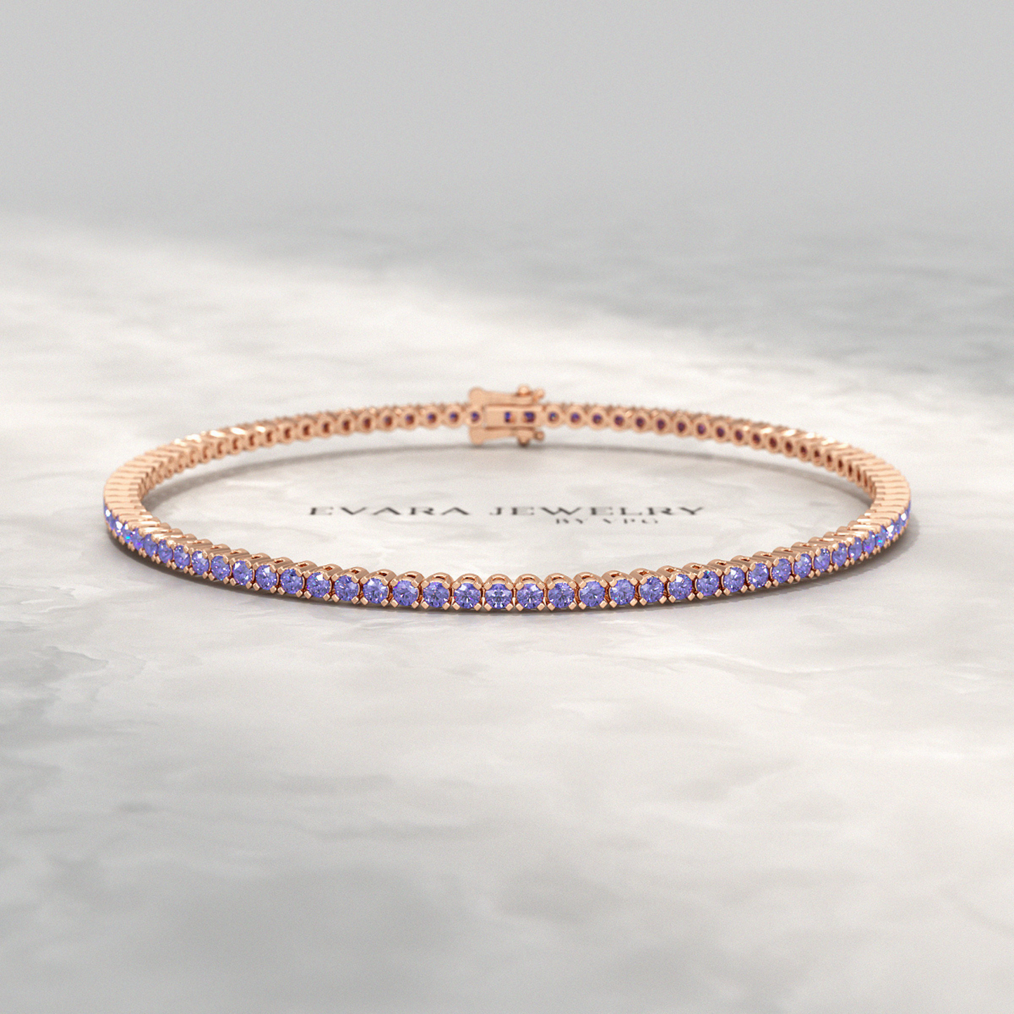 3.17 Carat Tanzanite Tennis Bracelet in 14K/18K Yellow Gold - Evara Jewelry LLC