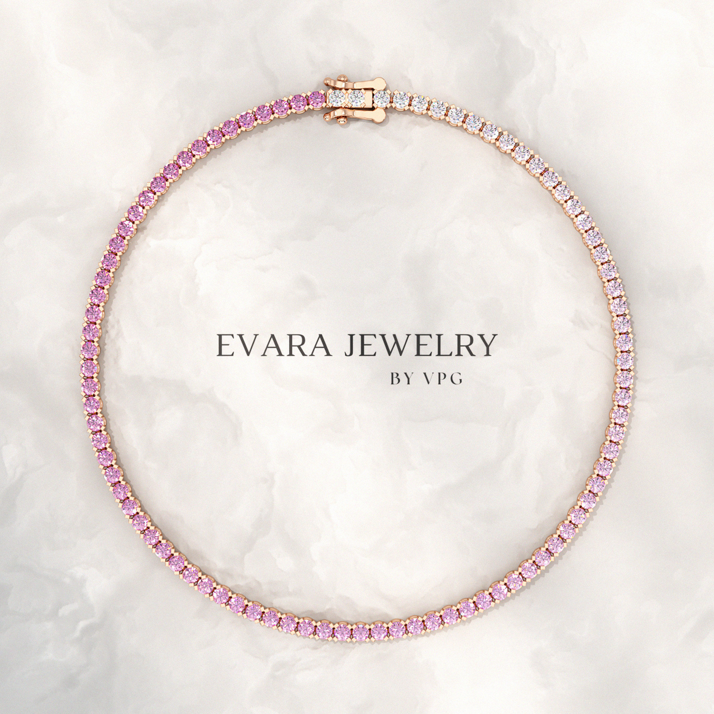 Ombre 3.24 Carats Natural Pink Sapphire Tennis Bracelet in 14K/18K White Gold - Evara Jewelry LLC
