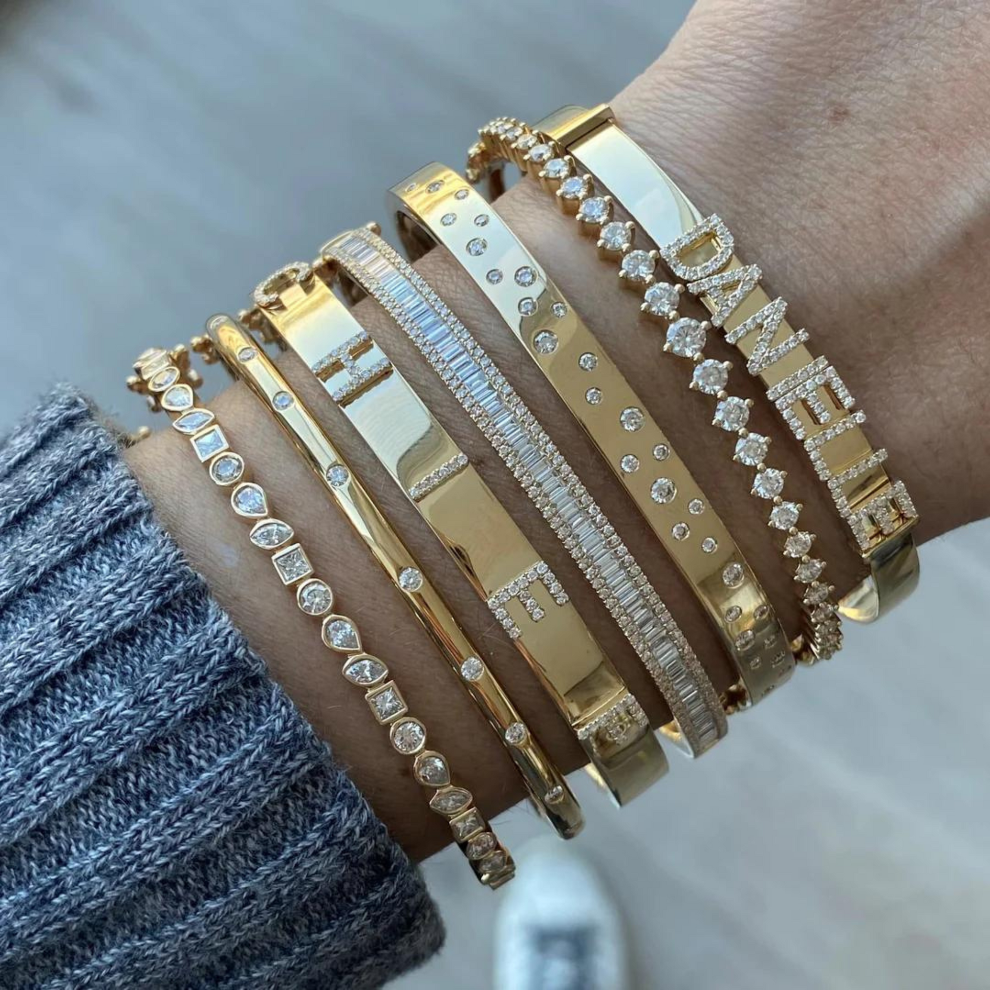 2.00 Carats Lab Grown Diamond Graduation Cuff Bangle Bracelet - Evara Jewelry LLC