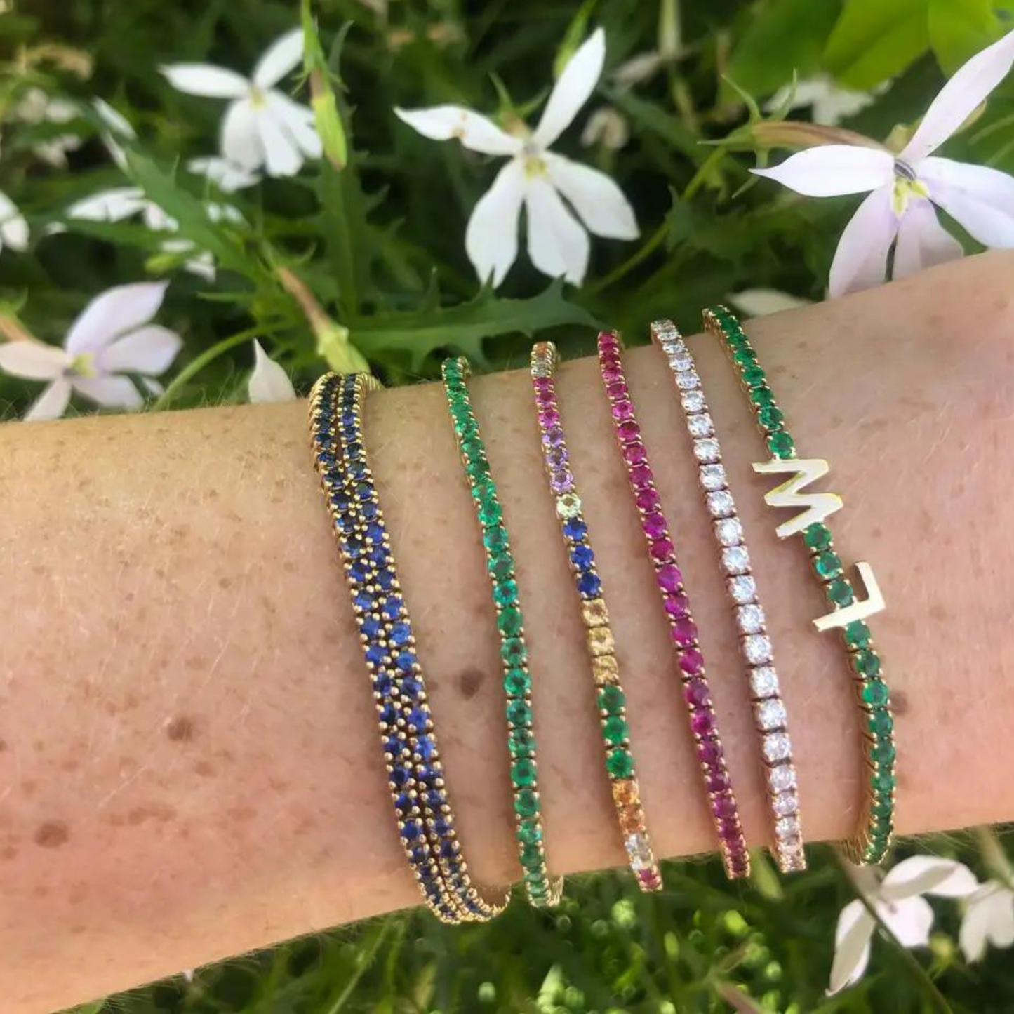 3.14 Carats Natural Blue Sapphire Tennis Bracelet in 14K/18K Solid Gold - Evara Jewelry LLC