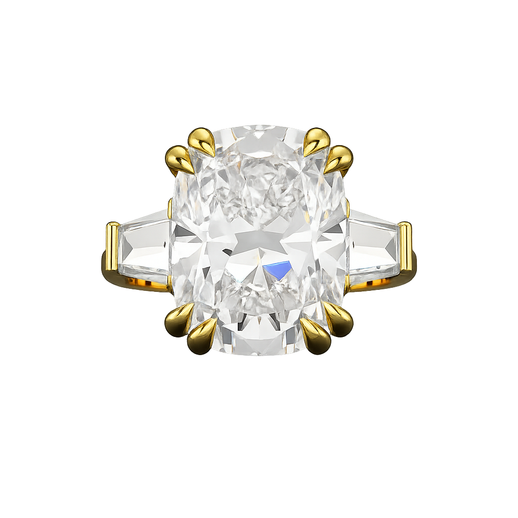 10 Carat Elongated Cushion Cut Diamond Engagement Ring