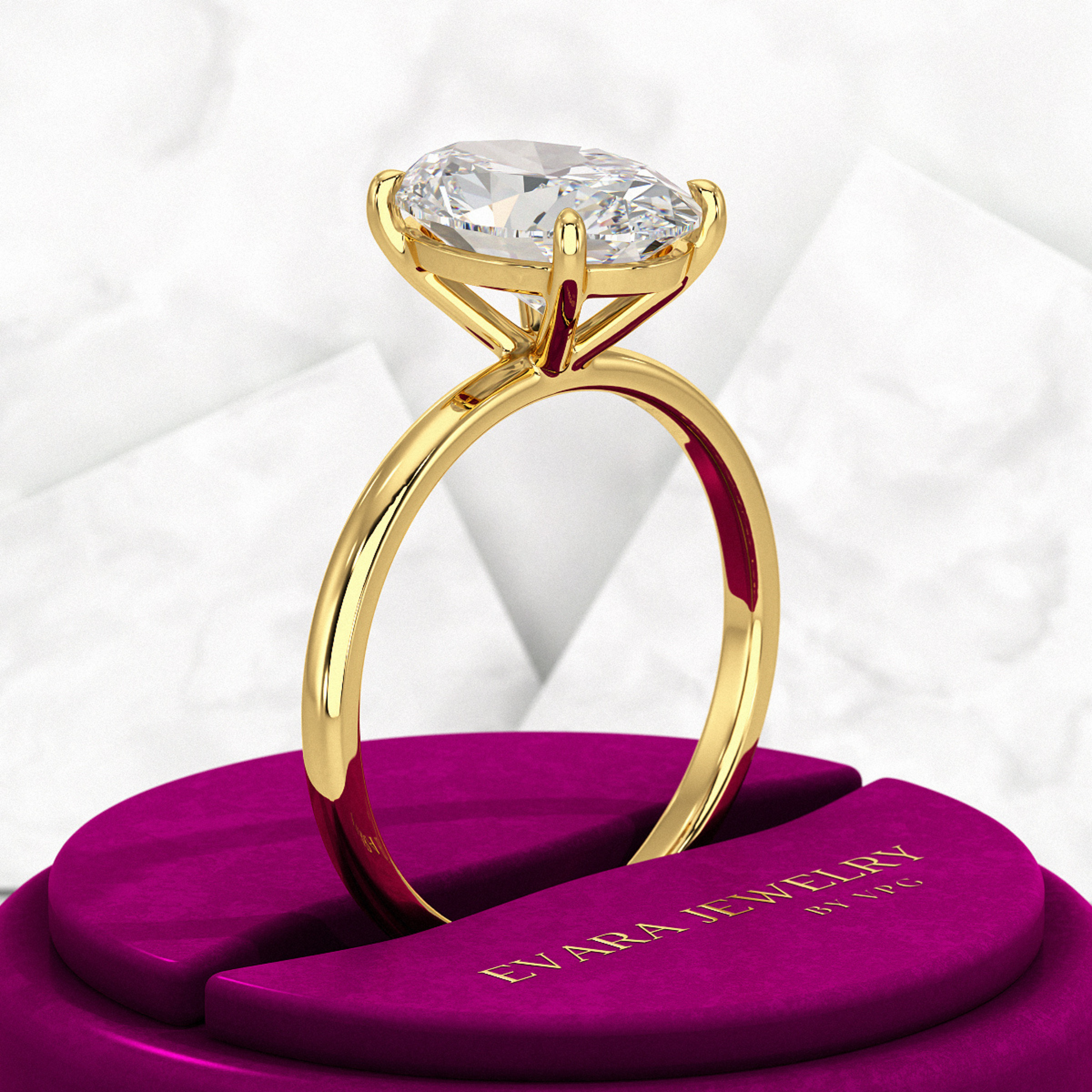 3.00 Carat Oval Cut Diamond Engagement Ring - Evara Jewelry LLC